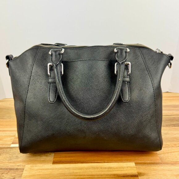 Michael Kors Ciara Satchel Bag Saffiano Large Handbag Purse - Black - Picture 2 of 8